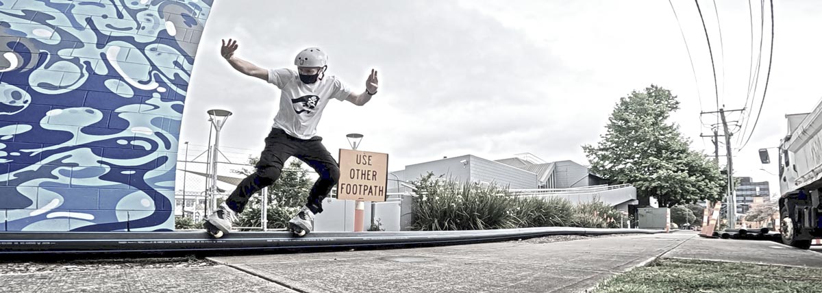 footpath closed sign and grinding a shifty on the pipes